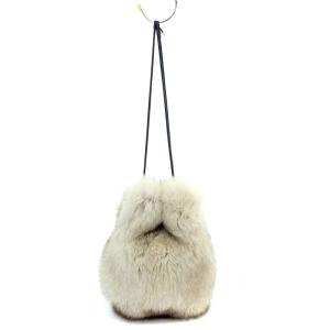 LUDLOW ショルダーバッグ FOXファー 巾着 ライトグレー