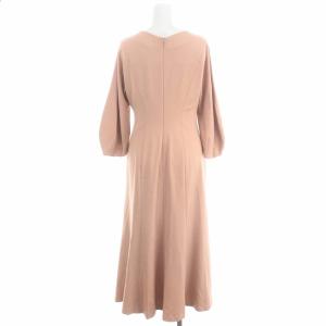 SYBILLA Vネック8分袖ワンピース ロング丈 ミモレ丈 長袖 バックファスナー インナー付き M ピンクベージュ
