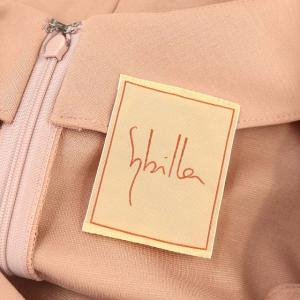 SYBILLA Vネック8分袖ワンピース ロング丈 ミモレ丈 長袖 バックファスナー インナー付き M ピンクベージュ