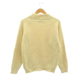 HYSTERIC GLAMOUR FLAMES LOGO刺繍 カールカールモックネックセーター ニット 長袖 M クリーム色 赤 レッド