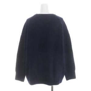 ebure ウール クルーネック ニット セーター 長袖 プルオーバー 紺 ネイビー