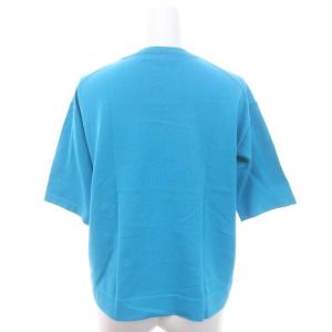 ebure コットンショートスリーブ ニット セーター 半袖 プルオーバー 青 ブルー