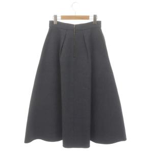 ebure ウール タックフレアスカート ロング丈 ミモレ丈 バックファスナー 36 S グレー