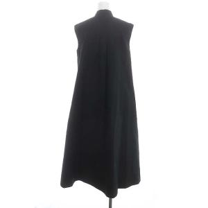 ebure 23SS コットン ノースリーブ リボン付き シャツワンピース ロング丈 ストライプ 36 ブラック