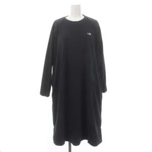 Maternity Micro Fleece Onepiece ワンピース ミモレ ロング 長袖 ロゴ S~M 黒 ブラック