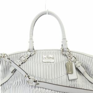 COACH レザー マディソン ギャザード 2way トートバッグ ハンドバッグ ショルダーバッグ 水色 ブルー 15942