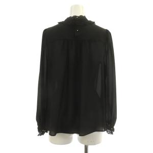 franche lippée Black ブラウス 長袖 レース シアー プルオーバー バンドカラー M 黒 ブラック