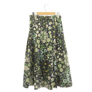 franche lippée オリプリ フラワー スカート ロング フレア 花柄 プリント イージー M 紺 ネイビー