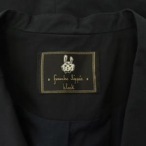 franche lippée Black テーラードジャケット 3B パールボタン 裾レース 総裏地 M 黒 ブラック