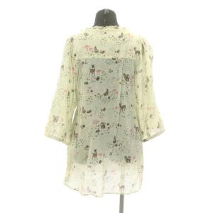 franche lippée パッツンロバたっぷりブラウス チュニック 七分袖 プルオーバー ラメ フリル ピンタック M ライトグリーン