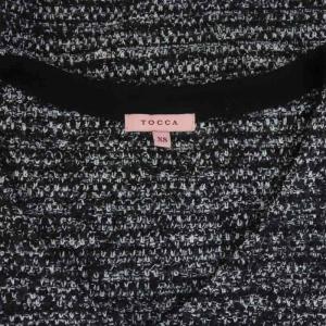 TOCCA 23AW FONDU TWEED ドレス ワンピース ひざ丈 ノースリーブ ツイード XS 黒 ブラック 白 ホワイト
