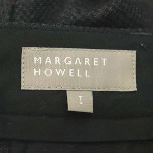 MARGARET HOWELL FINE WOOL FLANNEL ウィンドウペンチェック テーパードパンツ タック 1 チャコールグレー