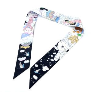 HERMES 22AW ツイリースカーフ sur mon nuage 私の雲 シルク ブラック ブルー