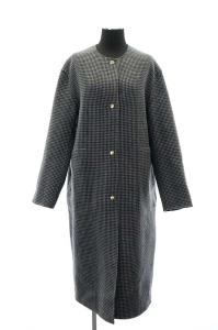 Drawer ダブルフェイスチェックコート ノーカラー リバーシブル M マルチカラー