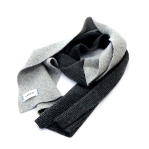 TWO FACE MUFFLER マフラー ウール バイカラー 38 グレー 300FS156-0740