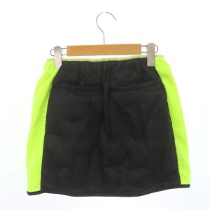 MARK&LONA ダウン×フリース ミニスカート 台形 ゴルフウェア 38 黒 ブラック ネオンイエロー