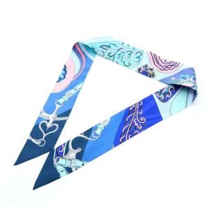 HERMES ツイリースカーフ シルク 青 ブルー