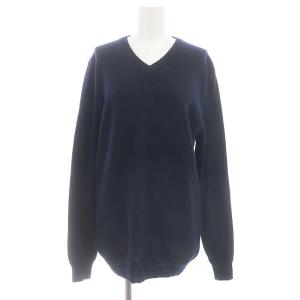 platinum カシミヤVネックニット セーター 長袖 プルオーバー M 紺 ネイビー