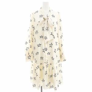 23AW スタープリントワンピース ボウタイ 長袖 ひざ丈 36 キナリ