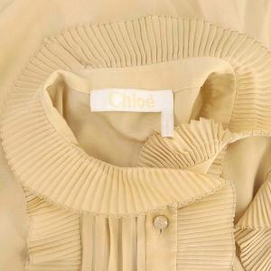 Chloe シルクプリーツブラウス プルオーバー 36 ベージュ