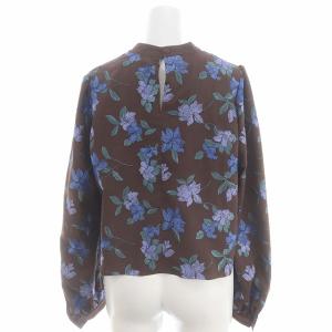 GRACE CONTINENTAL 24SS フラワー刺繍ショートトップ ブラウス ハイネック 長袖 38 茶色 ブラウン