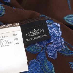 GRACE CONTINENTAL 24SS フラワー刺繍ショートトップ ブラウス ハイネック 長袖 38 茶色 ブラウン