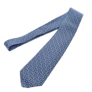 HERMES ネクタイ ホースビット柄 シルク 青 ブルー