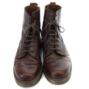 Dr.Martens クロコ風 型押 レザー 8ホールブーツ ショート UK7 26cm 茶色 ブラウン