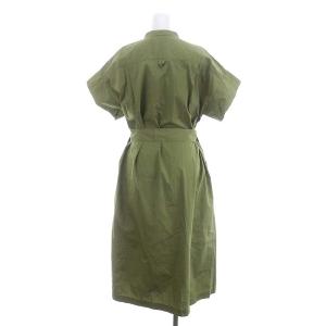 MARGARET HOWELL 23SS COTTON SILK CHAMBRAY ロング 半袖ワンピース ミモレ丈 シャツワンピース バンドカラー ベルトリボン付き