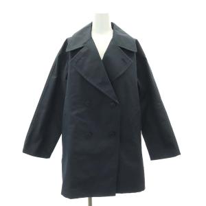 24SS ショートトレンチコート スプリングコート コットン 36 紺 ネイビー