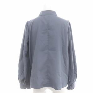 BLUE LABEL CRESTBRIDGE マイクロピーチスパンボウタイブラウス プルオーバー 長袖 リボン付き ハイネック 36 グレー