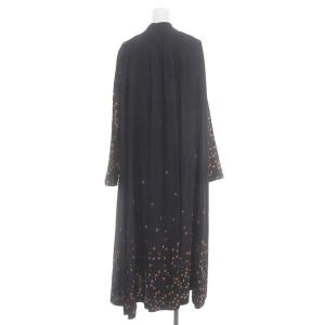 kei shirahata スタイリング styling/ 22AW 小花柄 ボウタイ シャツワンピース ロング 長袖 前開き 0 黒 オレンジ 緑