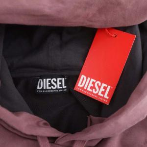 DIESEL S-MACS-HOODOFF フーディーパーカー 長袖 プルオーバー フード付き コットン S 赤 レッド グレー