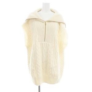 ハミルトンアルパカケーブルZIPベスト ニット ロング ハーフジップ プルオーバー アイボリー
