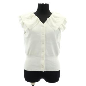 23AW チュールラッフルニットカーディガン ベスト ノースリーブ ストレッチ ONE 白 ホワイト