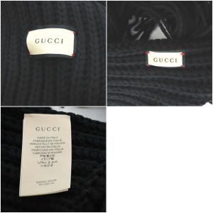 GUCCI インターロッキングG マフラー フリンジ 黒 ブラック 652662 3G206