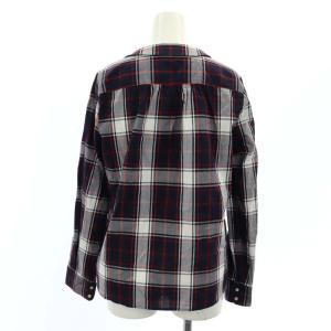 franche lippée チェックシャツ カジュアル 長袖 うさぎ M 紺 ネイビー 白 ホワイト