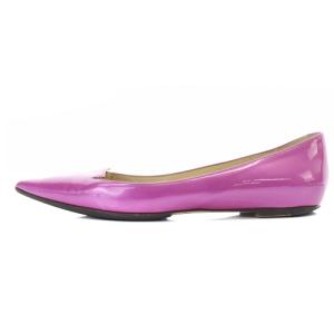 JIMMY CHOO パテント フラットシューズ ポインテッドトゥ 38 25cm 紫 パープル