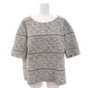 Leilian 刺繍 半袖 カットソー スカート セットアップ バックファスナー ひざ丈 サイドジップ コットン 17 3XL ベージュ 黒
