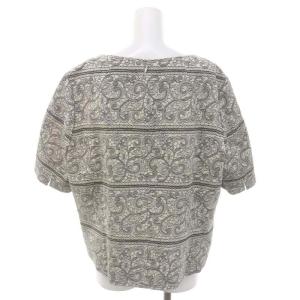 Leilian 刺繍 半袖 カットソー スカート セットアップ バックファスナー ひざ丈 サイドジップ コットン 17 3XL ベージュ 黒