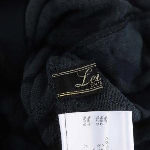 Leilian 総柄 半袖 ニット カーディガン スキッパー フリル ウール混 17+ 4L 黒 ブラック
