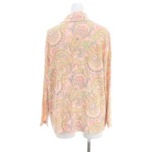 Leilian ペイズリー柄 ハイネック カットソー 長袖 薄手 13+ XL ピンク