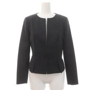 ANAYI スーツ セットアップ 上下 ノーカラージャケット スカート 膝丈 フレア 36 濃紺 ダークネイビー