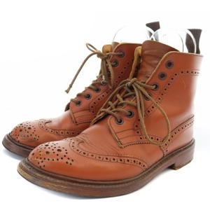 Tricker's ウィングチップ レザー カントリーブーツ ショート 5.5 24.5cm 茶色 ブラウン