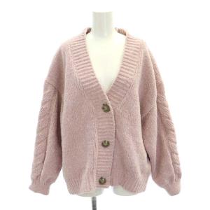 gelato pique アランネップカーディガン ショートパンツ セット 長袖 Vネック イージー ジョガー ルームウェア パジャマ F ピンク