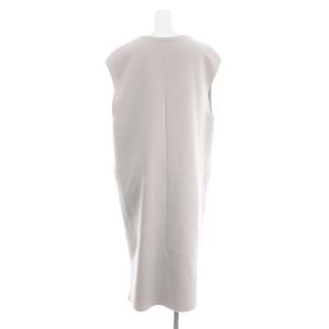 CYCLAS Vネックニットワンピース ロング丈 マキシ丈 ノースリーブ サイドスリット ウール 36 S グレージュ