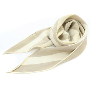 ロサンジュ ストライプ柄 ひし形 シルクスカーフ ロゴ べージュ