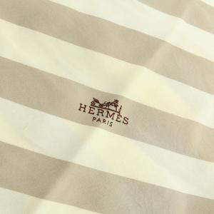 HERMES ロサンジュ ストライプ柄 ひし形 シルクスカーフ ロゴ べージュ