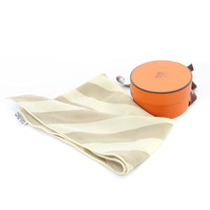 HERMES ロサンジュ ストライプ柄 ひし形 シルクスカーフ ロゴ べージュ