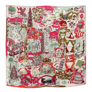カレ90 Exposition Universelle 万国博覧会 スカーフ シルク ピンク